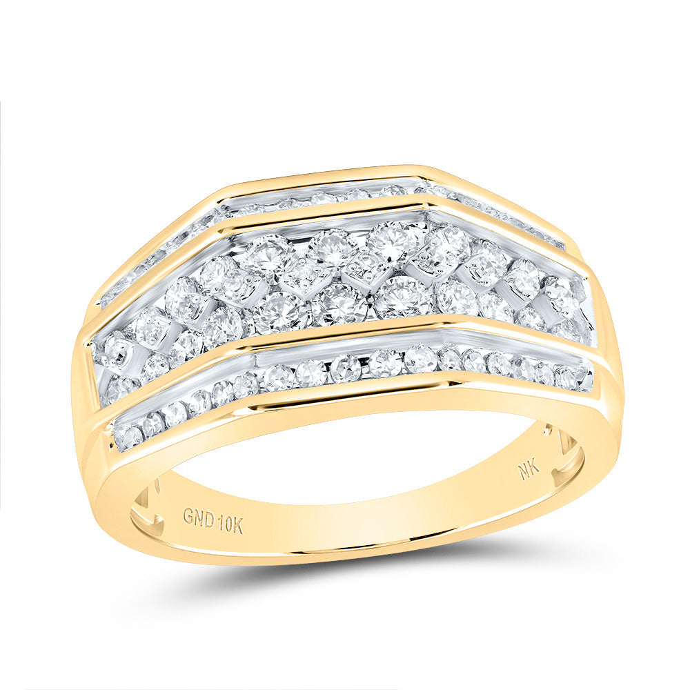 10kt Yellow Gold Mens Round Diamond Band Ring 1 Cttw