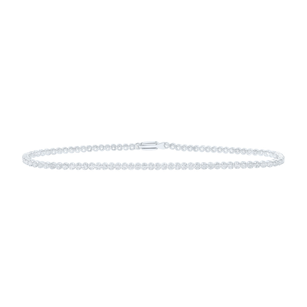 14kt White Gold Womens Round Diamond Tennis Bracelet 2-1/5 Cttw