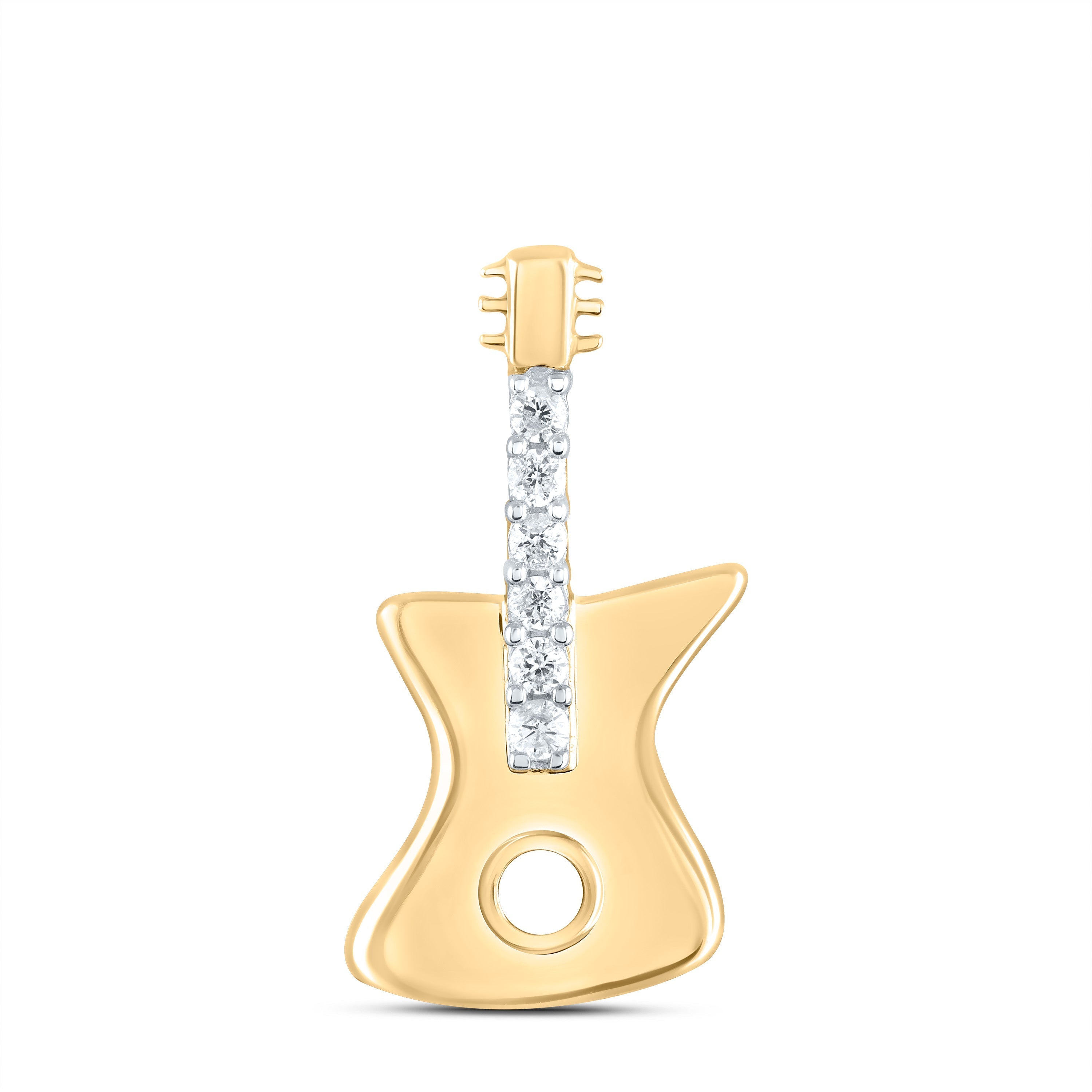 10kt Yellow Gold Womens Round shops Diamond Electric Guitar Music Instrument Pendant 1/20 Cttw