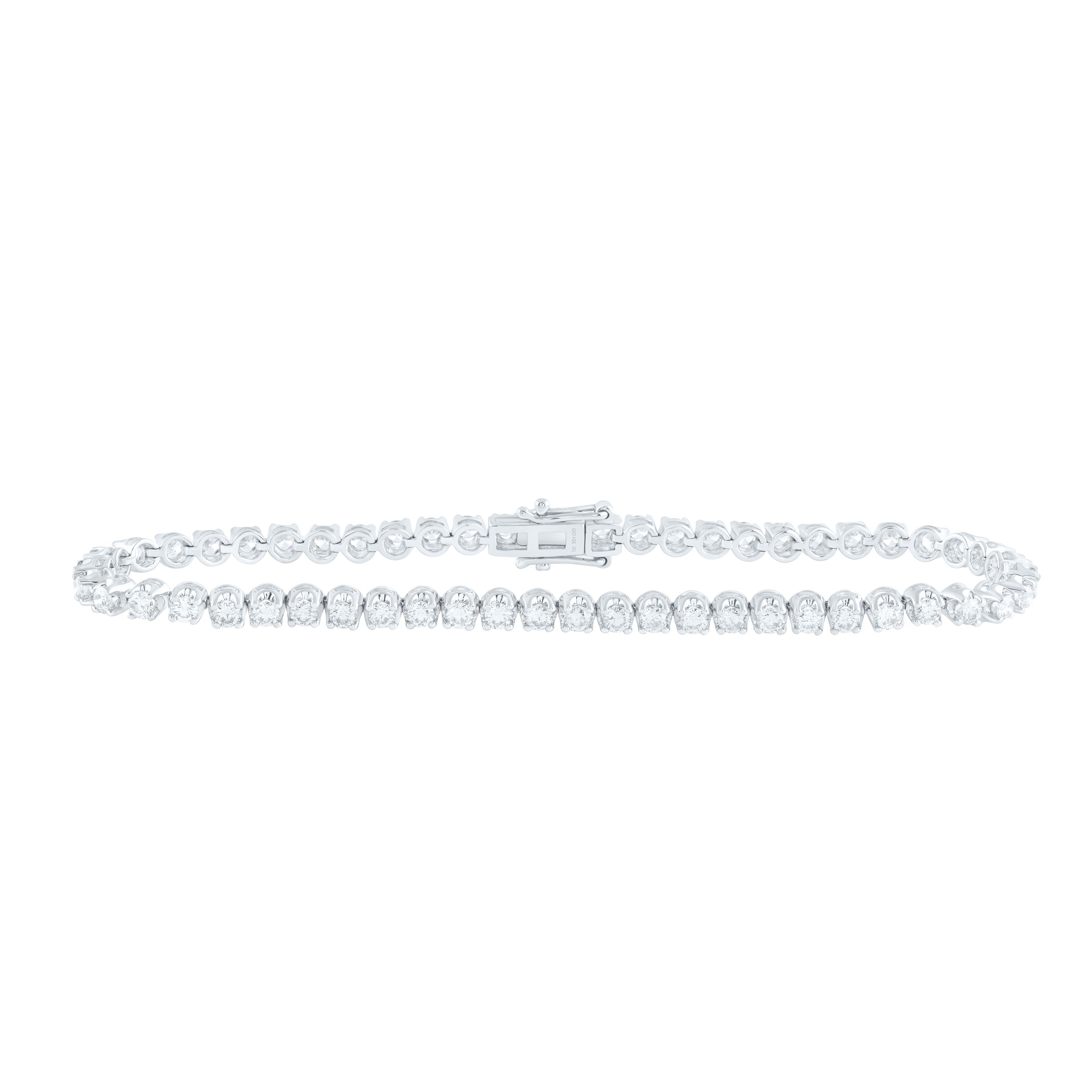 14kt White Gold Womens Round Diamond Studded Tennis Bracelet 3 Cttw