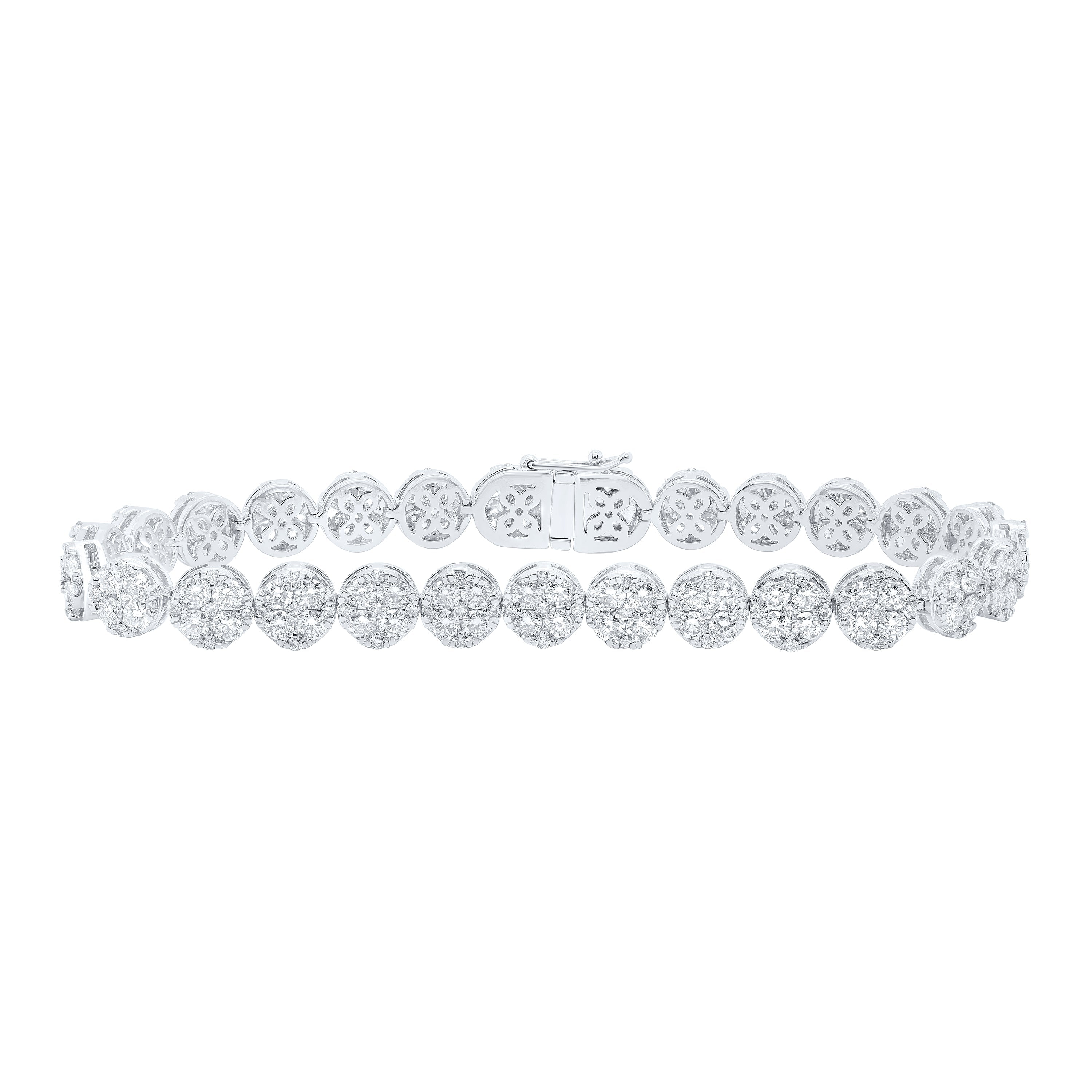 14kt White Gold Womens Round Diamond Circle Link Bracelet 9 Cttw