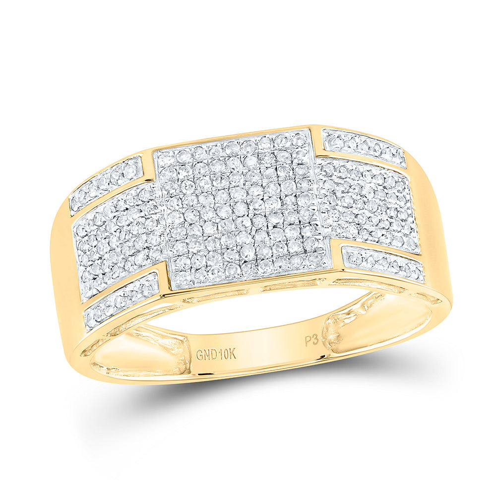 10kt Yellow Gold Mens Round Diamond Band Ring 3/8 Cttw