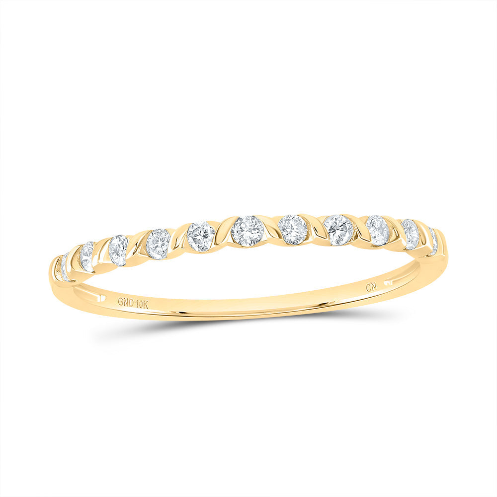 10kt Yellow Gold Womens Round Diamond Stackable Band Ring 1/6 Cttw