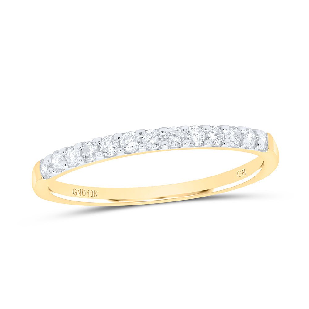 10kt Yellow Gold Womens Round Pave-set Diamond Wedding Band 1/6 Cttw