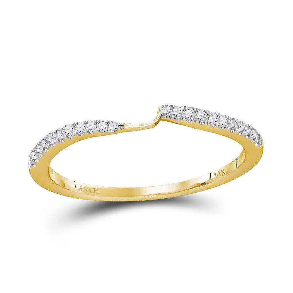 14kt Yellow Gold Womens Round Diamond 2-stone Wedding Band 1/8 Cttw