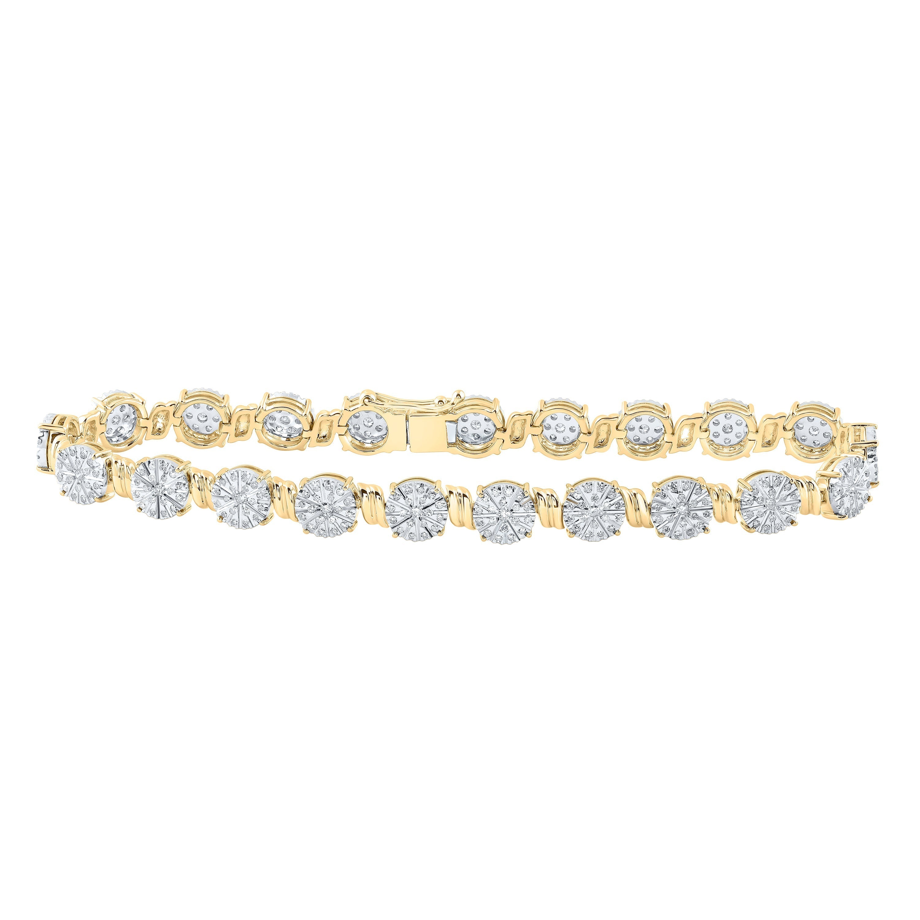 10kt Yellow Gold Womens Round Diamond Fashion Bracelet 1 Cttw