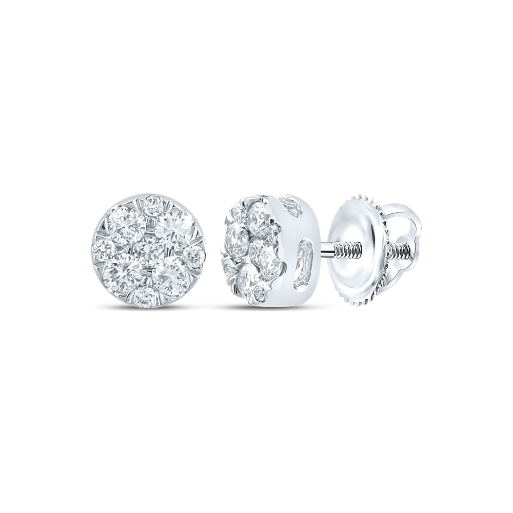 10kt White Gold Womens Round Diamond Cluster Earrings 1/4 Cttw