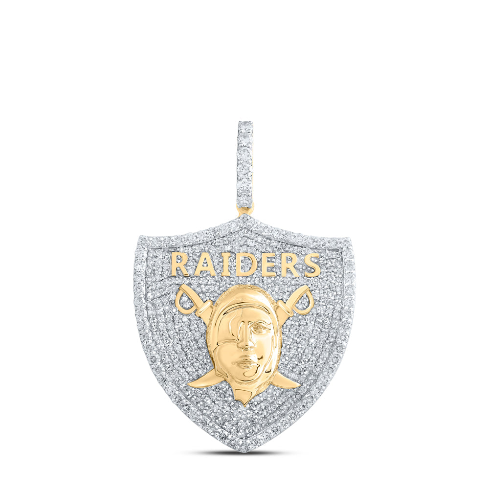 10kt Yellow Gold Mens Round Diamond Raiders Charm Pendant 2-1/3 Cttw