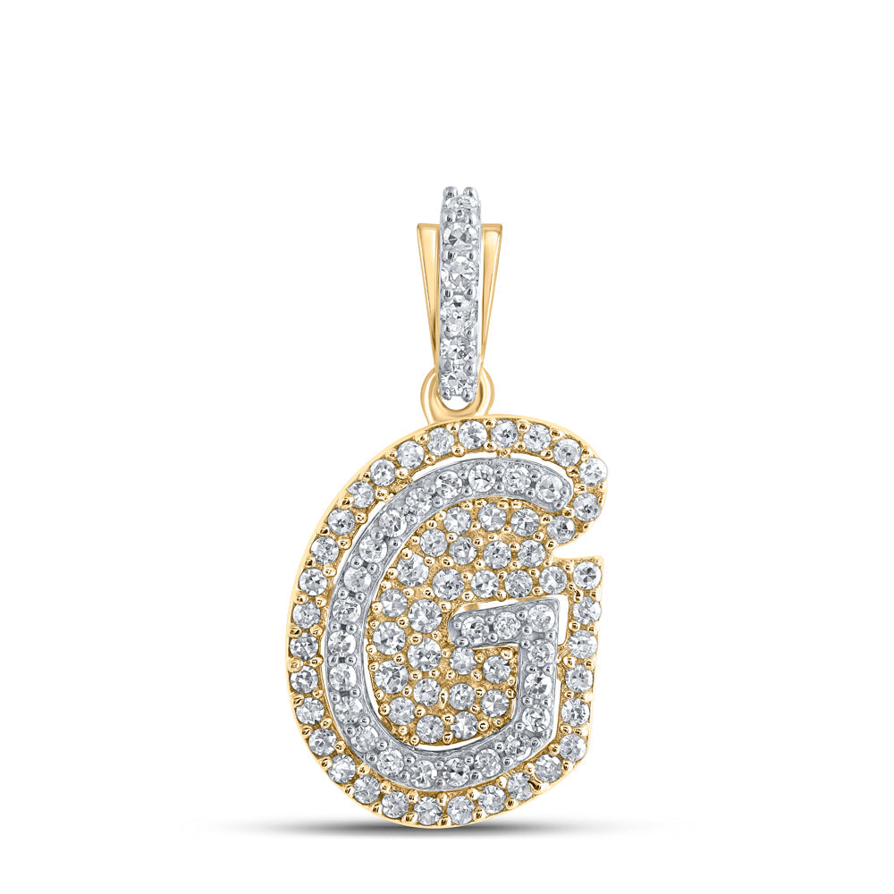 10kt Yellow Gold Womens Round Diamond G Initial Letter Pendant 1/5 Cttw