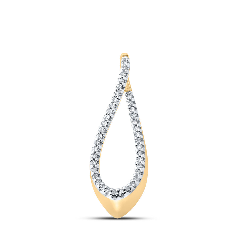 10kt Yellow Gold Womens Round Diamond Teardrop Pendant 1/8 Cttw