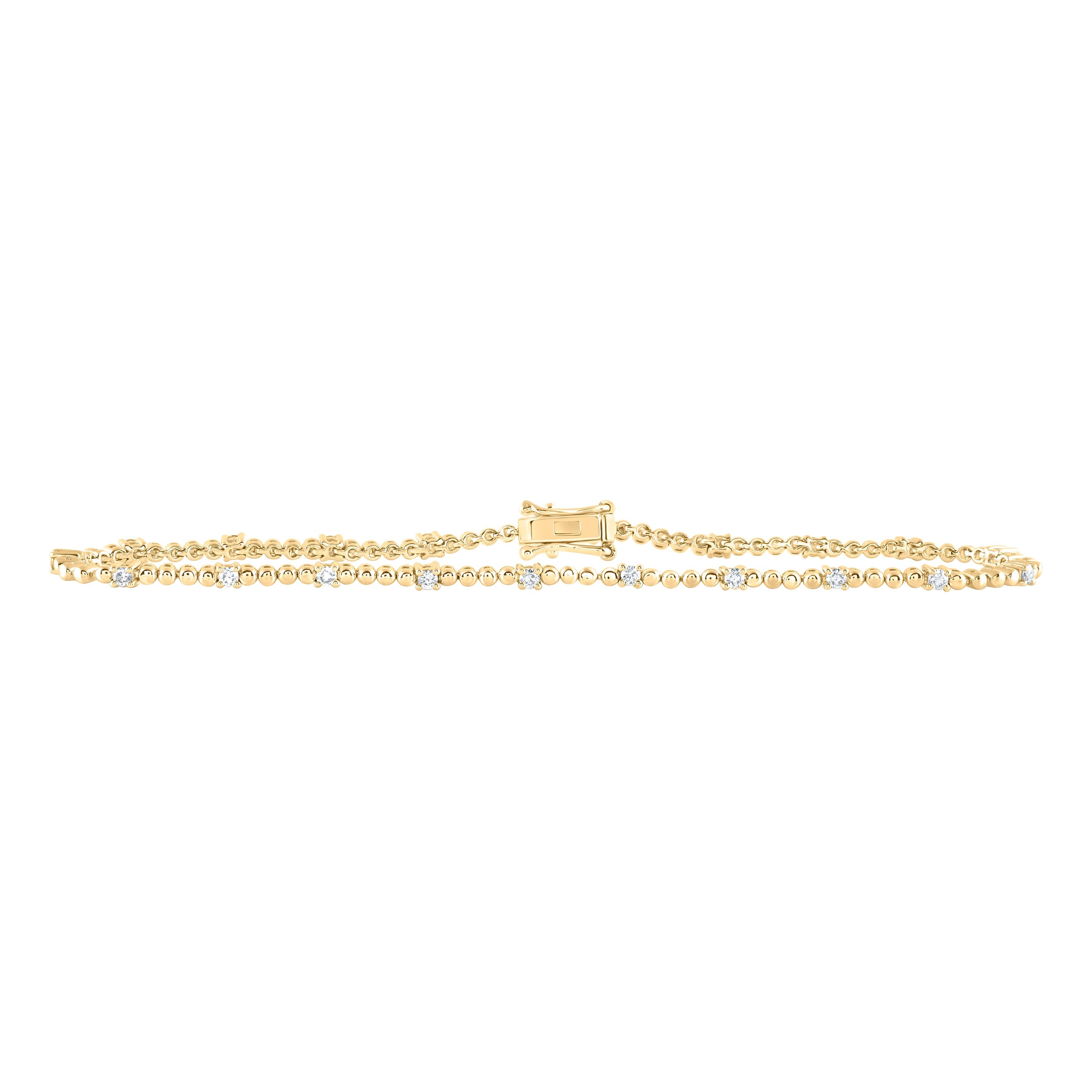 10kt Yellow Gold Womens Round Diamond Fashion Bracelet 1/2 Cttw