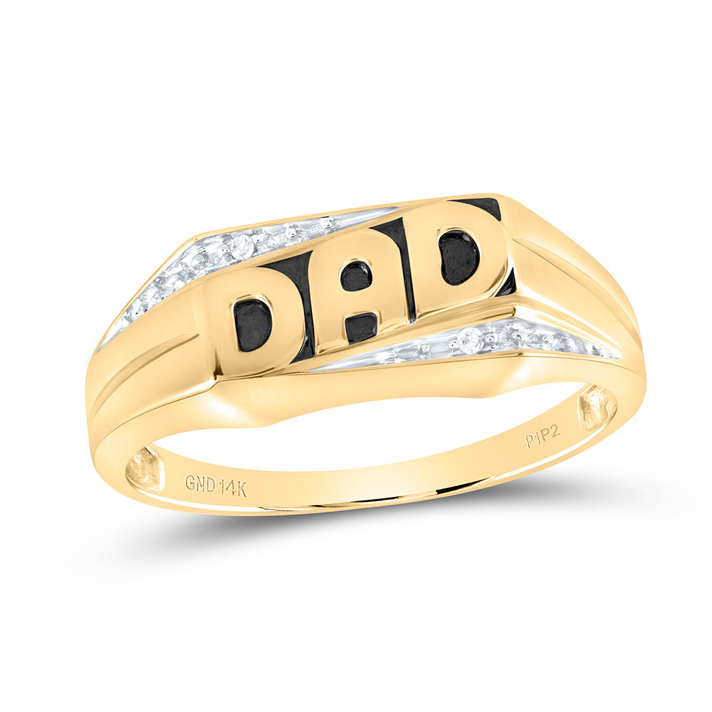 14kt Yellow Gold Mens Round Diamond Dad Father Ring .01 Cttw