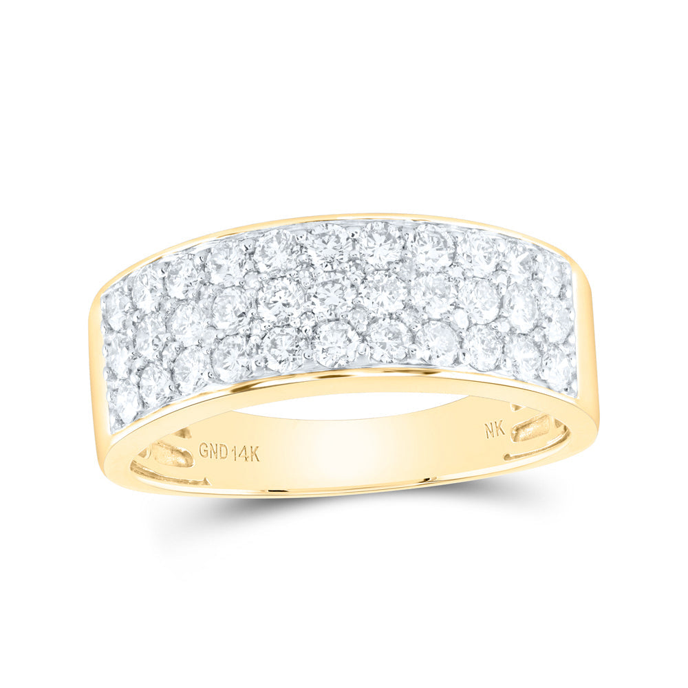 14kt Yellow Gold Mens Round Diamond Pave Band Ring 1-3/8 Cttw