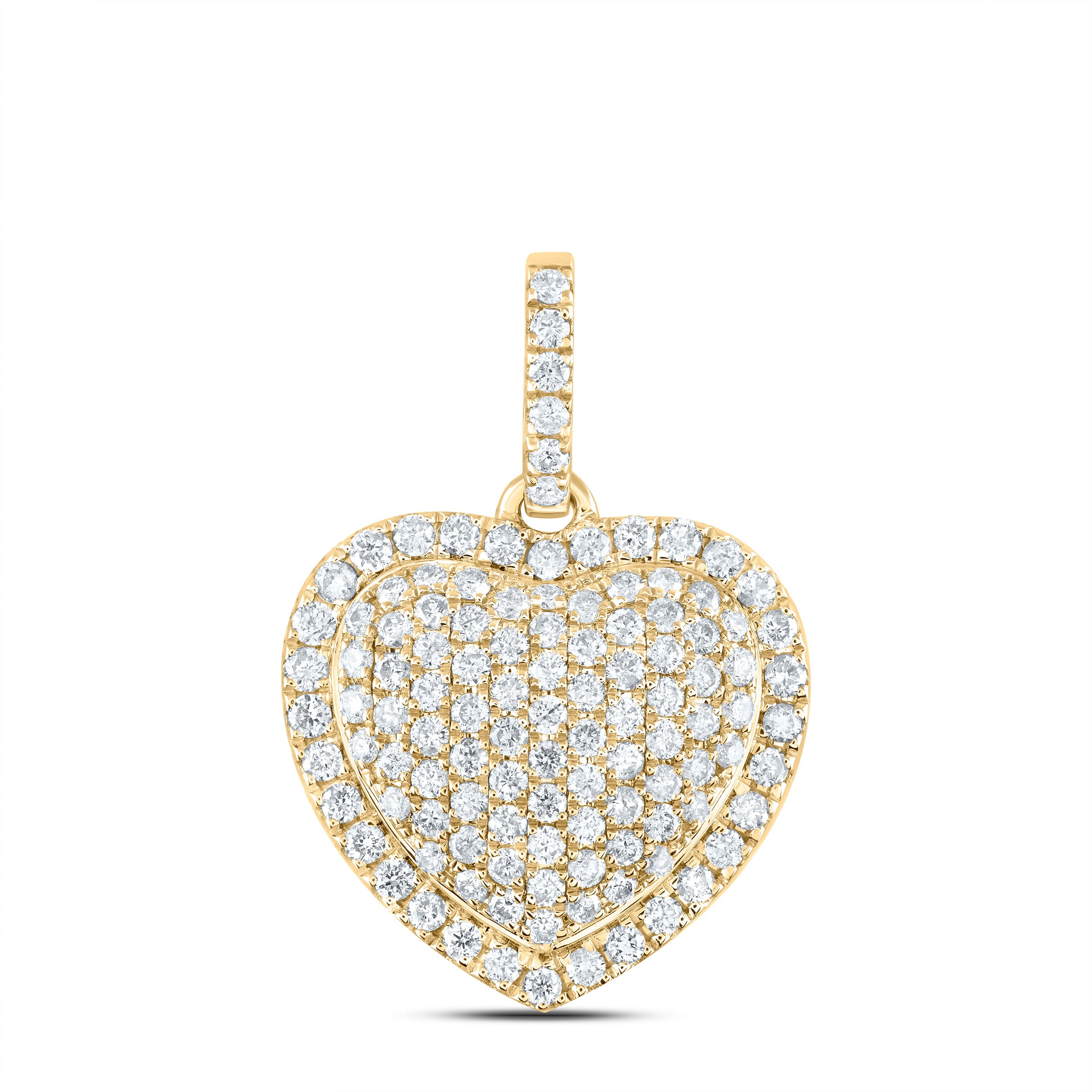 14kt Yellow Gold Womens Round Diamond Heart Pendant 1 Cttw