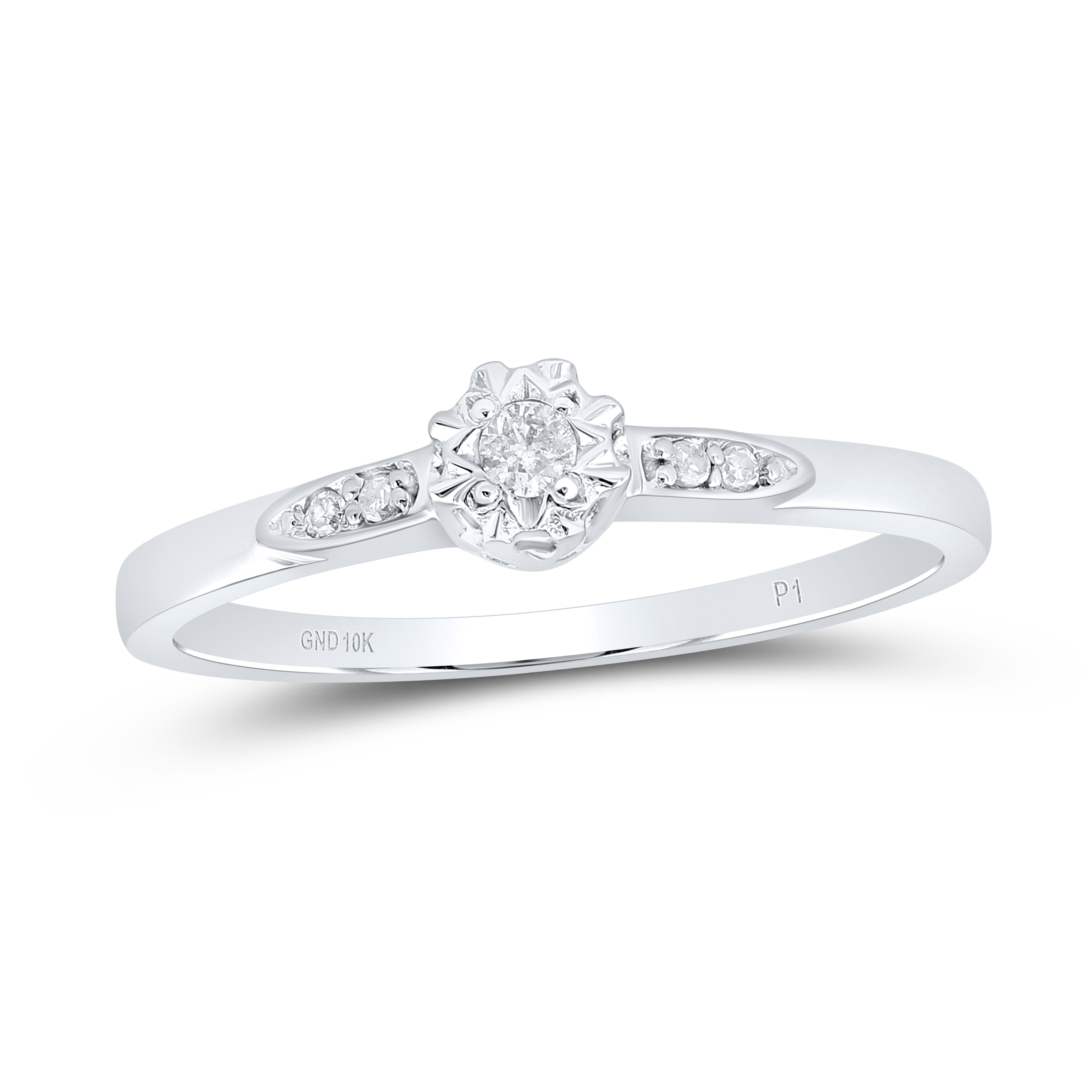 10kt White Gold Round Diamond Solitaire Bridal Wedding Engagement Ring 1/20 Cttw