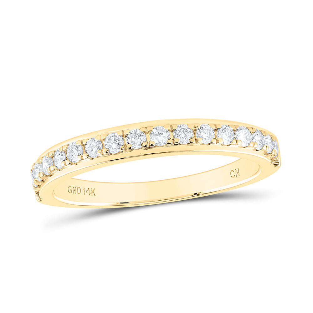 14kt Yellow Gold Womens Round Diamond Wedding Single Row Band 1/3 Cttw