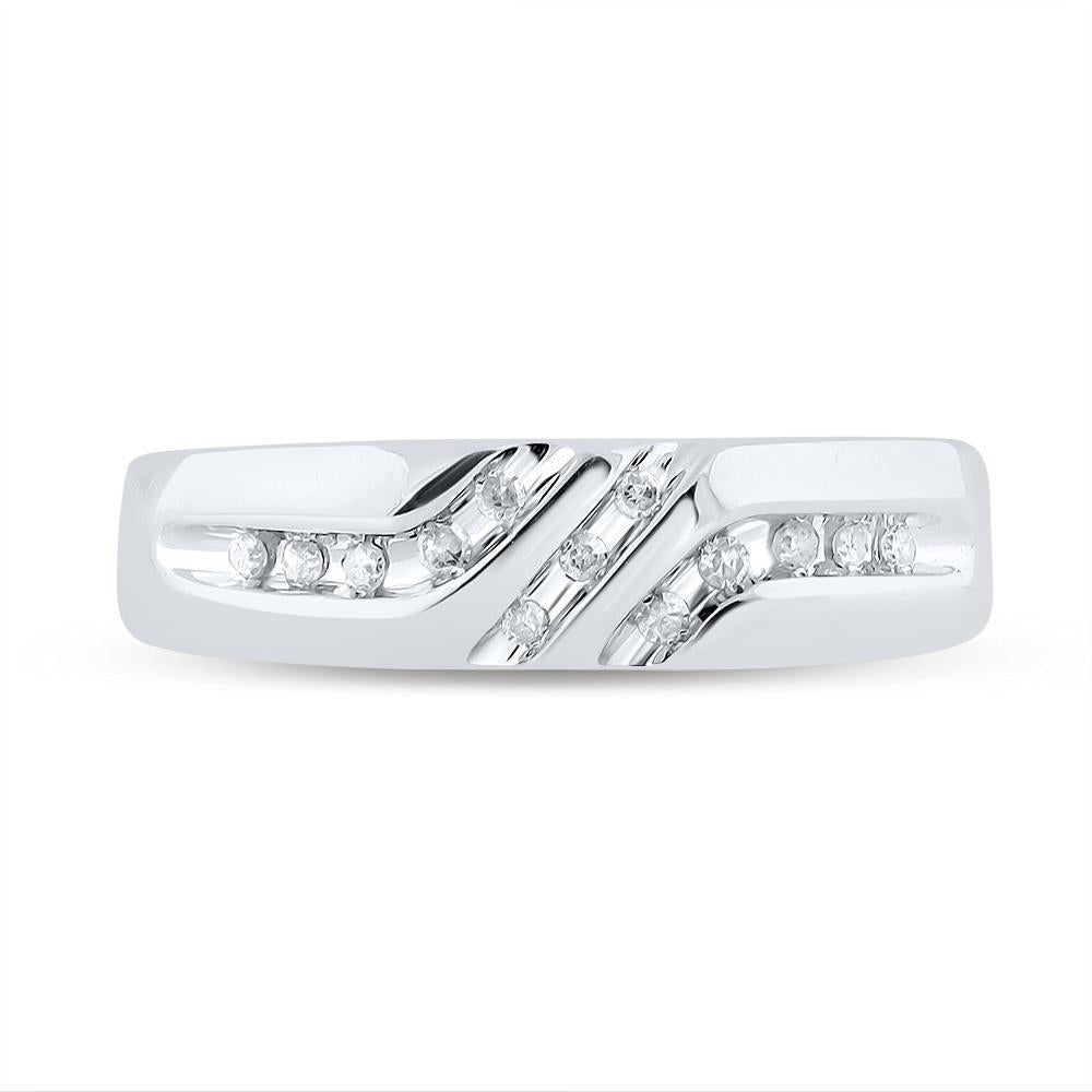 10kt White Gold Mens Round Diamond Wedding Band Ring 1/8 Cttw