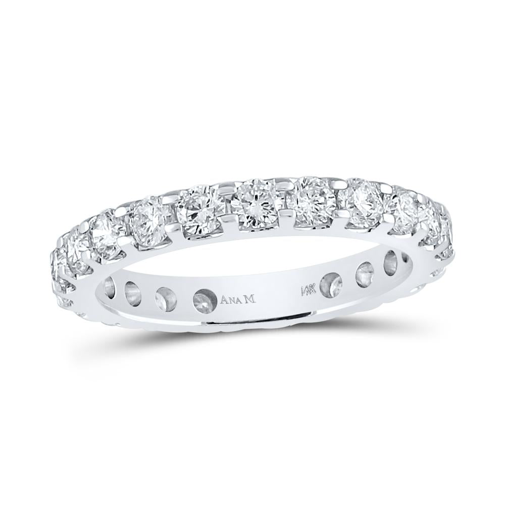 14kt White Gold Womens Machine-Set Round Diamond Wedding Band 2 Cttw