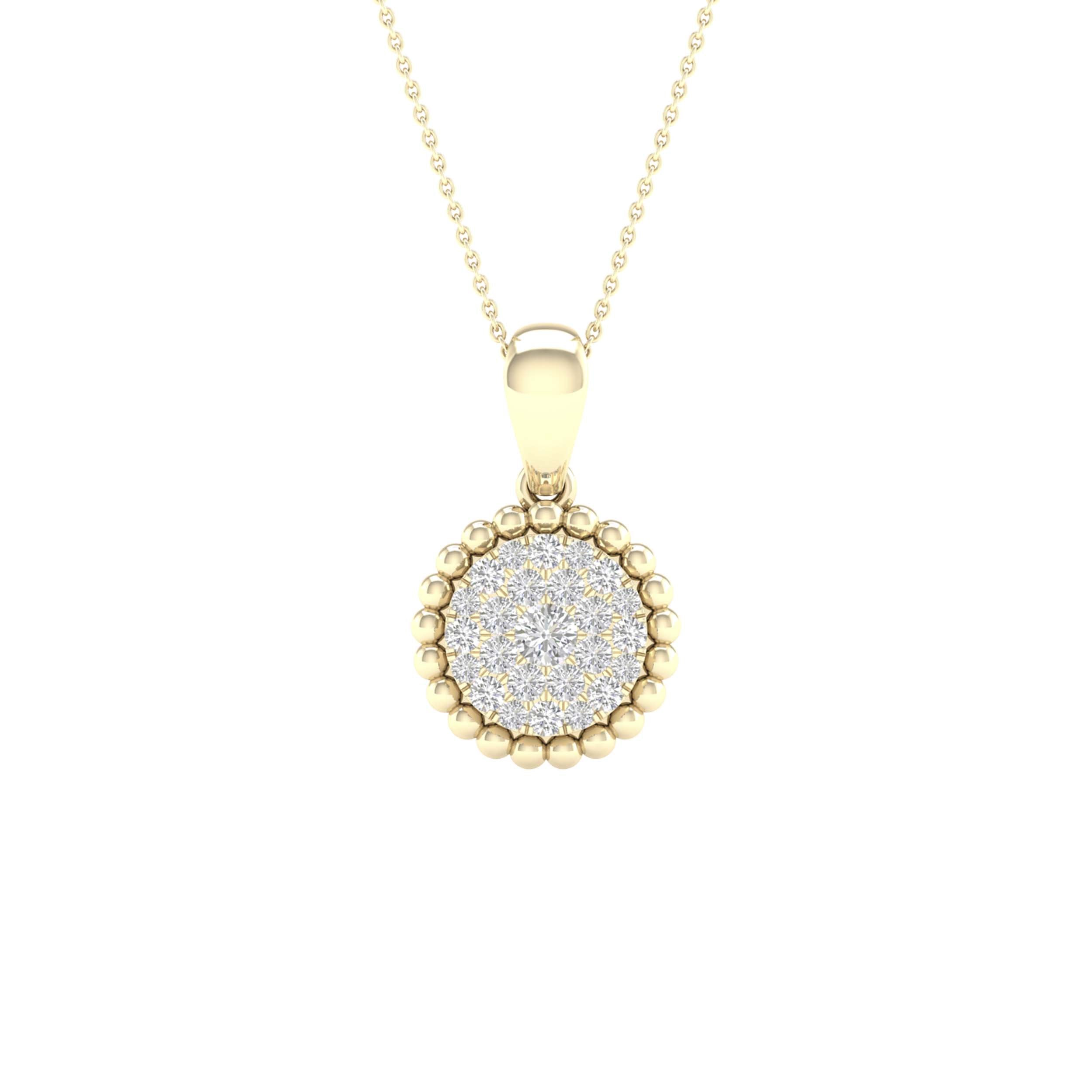 10kt Yellow Gold Womens Round Diamond Cluster Pendant 1/6 Cttw