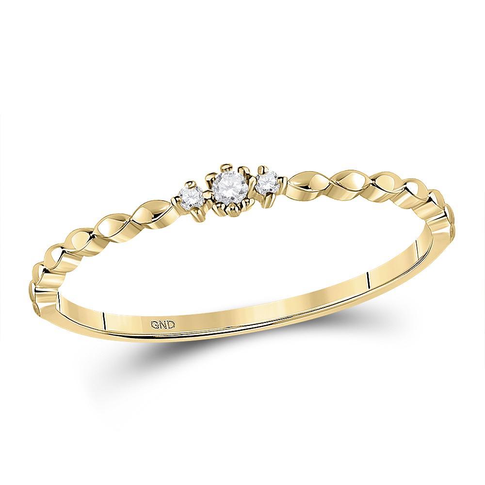 10kt Yellow Gold Womens Round Diamond Stackable Band Ring .03 Cttw