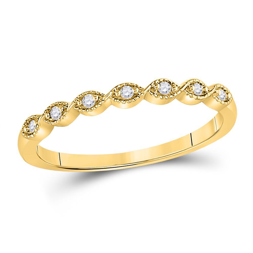 14kt Yellow Gold Womens Round Diamond Classic Stackable Band Ring 1/20 Cttw