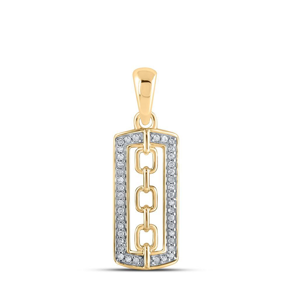 10kt Yellow Gold Womens Round Diamond Fashion Pendant 1/10 Cttw