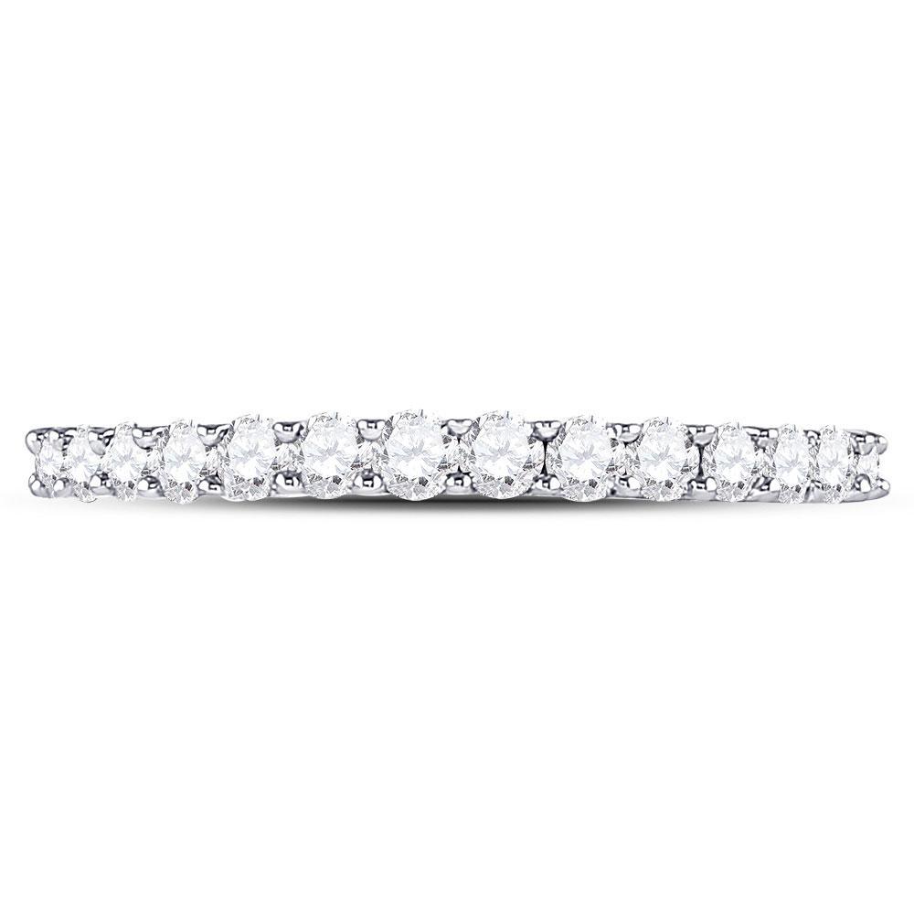 14kt White Gold Womens Round Diamond Wedding Anniversary Band 1/2 Cttw