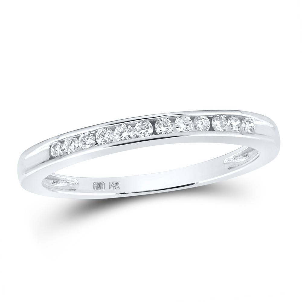 14kt White Gold Womens Round Channel-set Diamond Wedding Band 1/6 Cttw