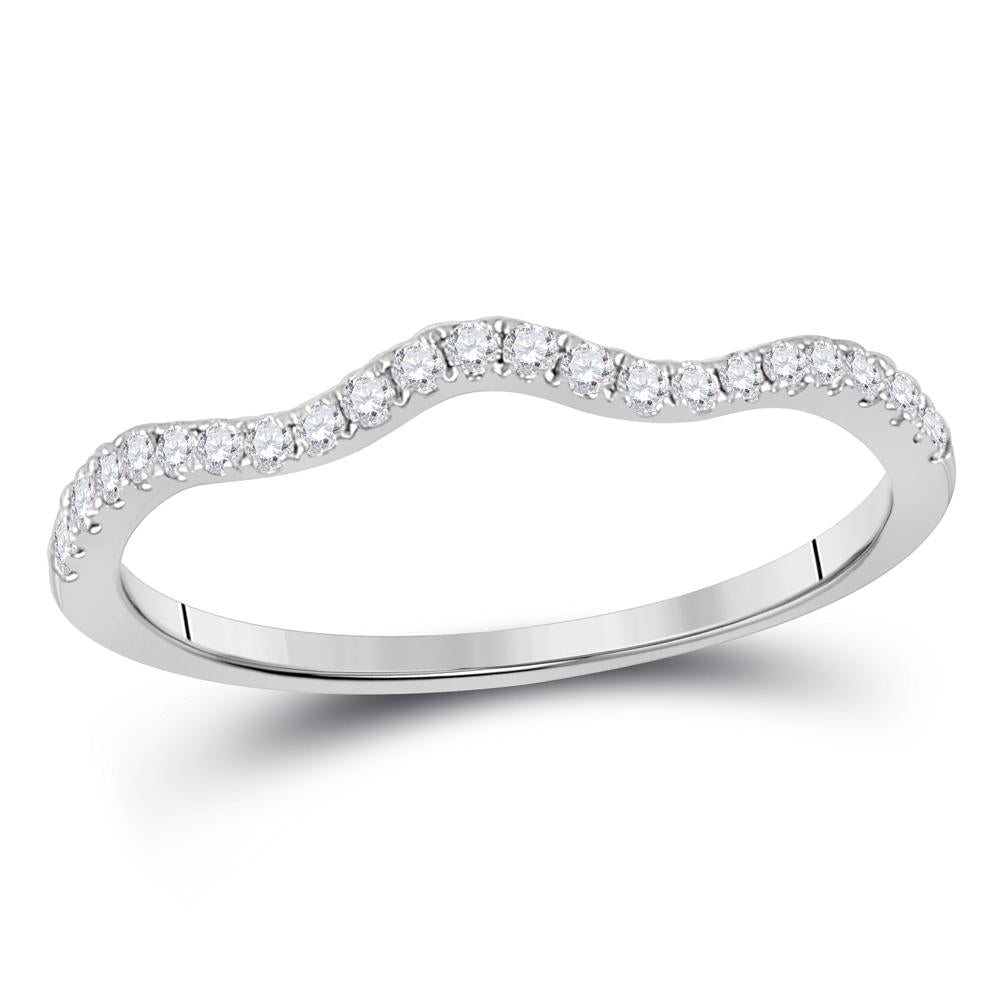 10kt White Gold Womens Round Diamond Contoured Stackable Band Ring 1/5 Cttw