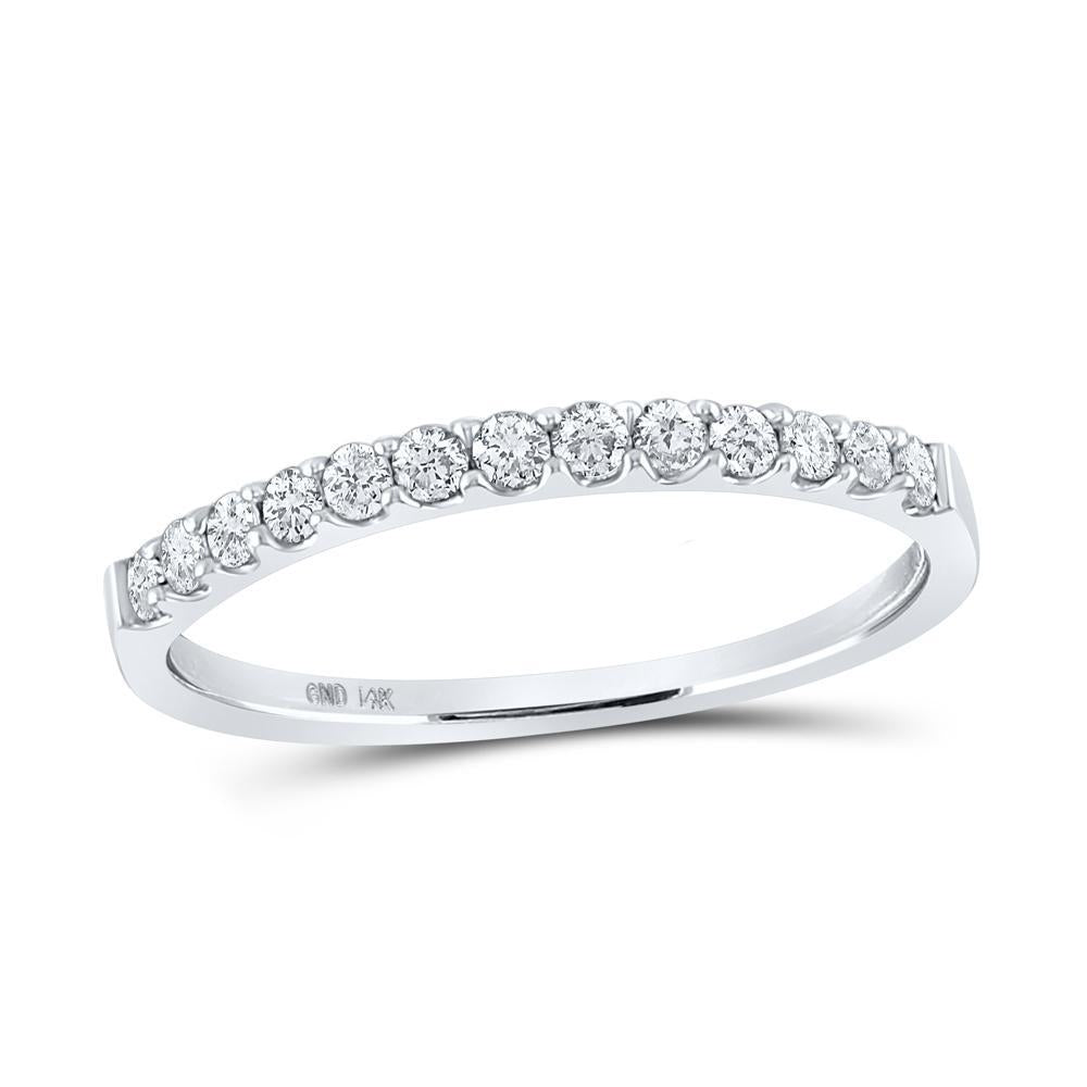 14kt White Gold Womens Round Diamond Slender Wedding Anniversary Band 1/4 Cttw