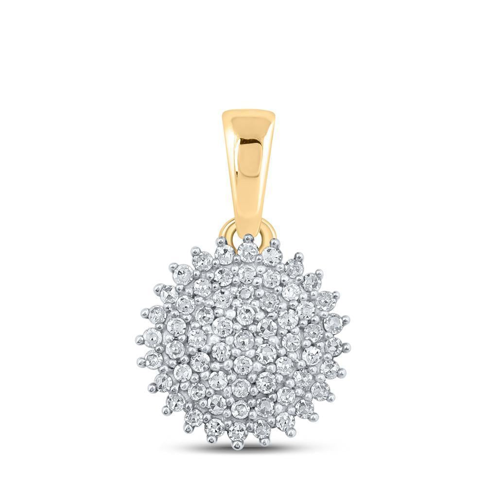 10kt Yellow Gold Womens Round Diamond Cluster Pendant 1/5 Cttw