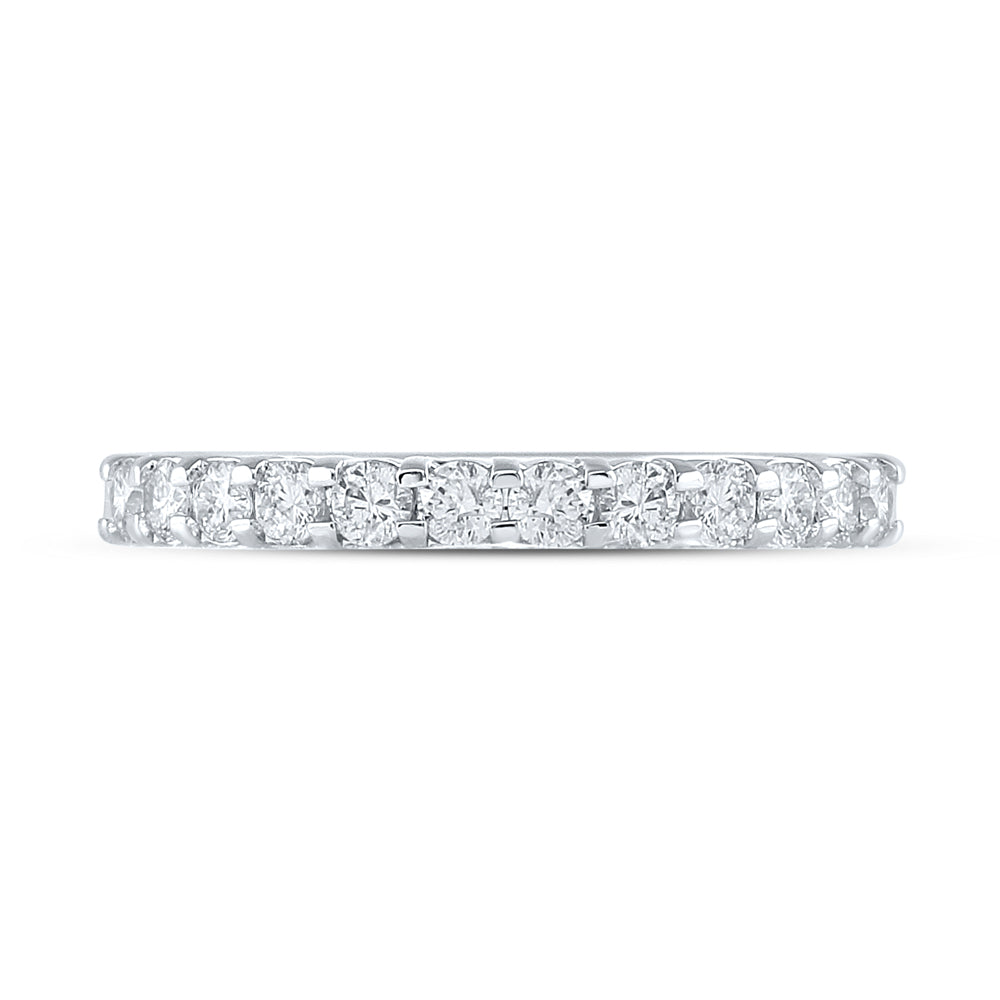 14kt White Gold Womens Machine Set Round Diamond Single Row Wedding Band 1/2 Cttw