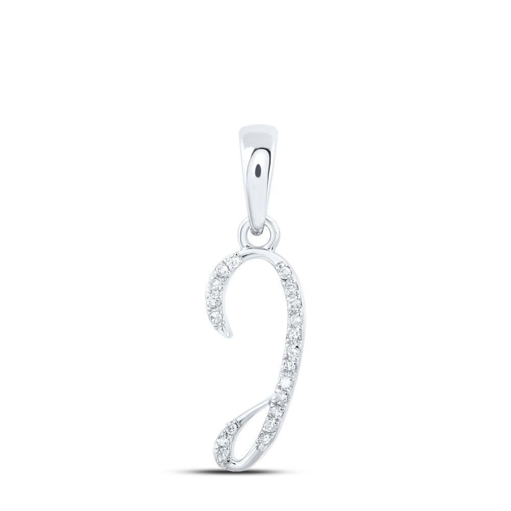 10kt White Gold Womens Round Diamond I Initial Letter Pendant 1/20 Cttw