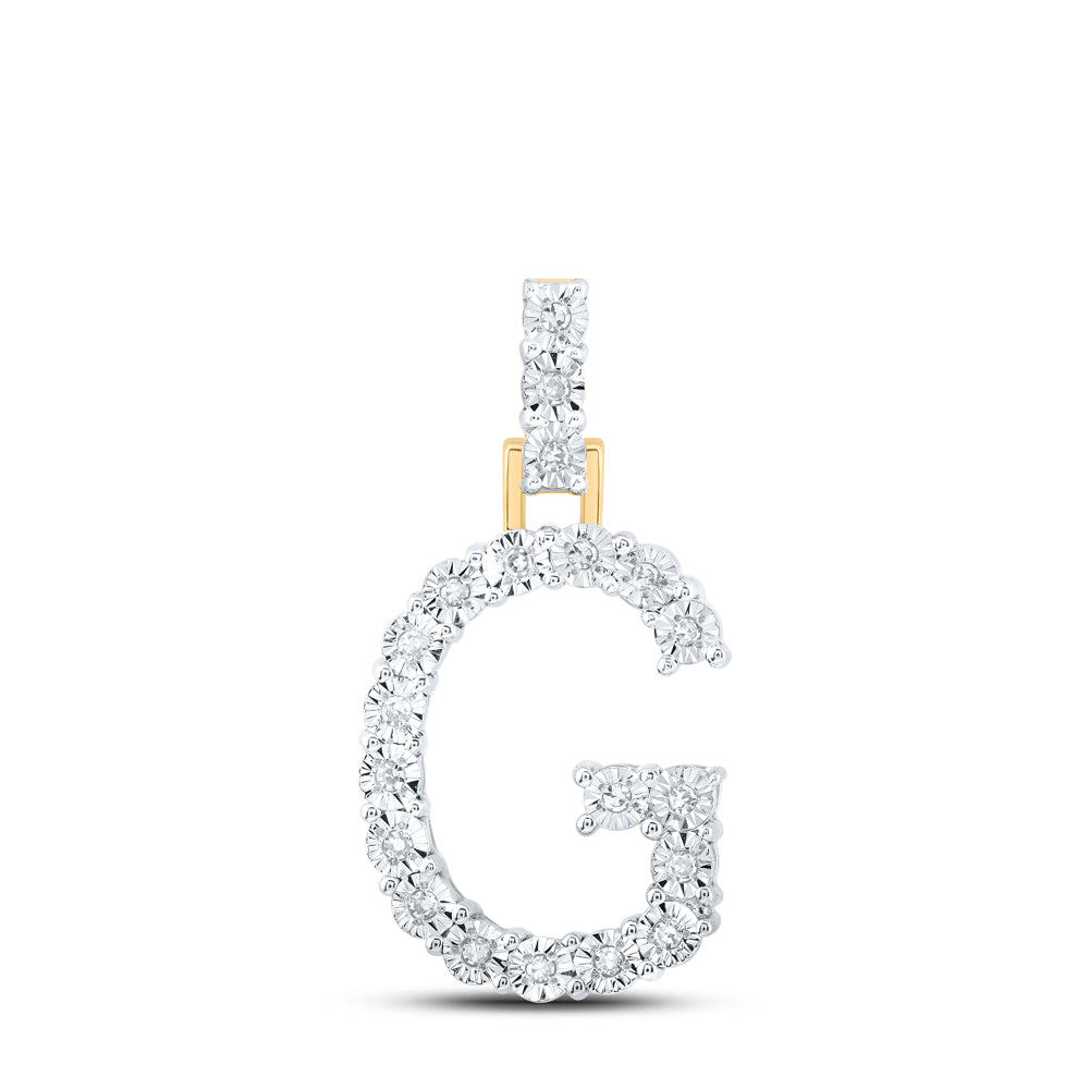 10kt Yellow Gold Womens Round Diamond G Initial Letter Pendant 1/10 Cttw