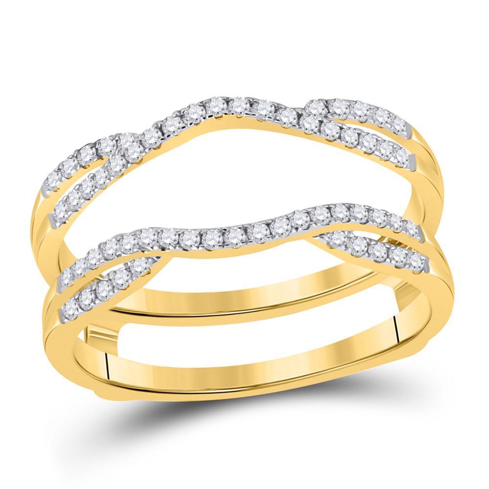 14kt Yellow Gold Womens Round Diamond Ring Guard Wrap Enhancer Wedding Band 1/4 Cttw 7