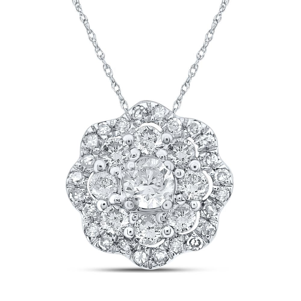 10kt White Gold Womens Round Diamond Cluster Pendant 1/4 Cttw