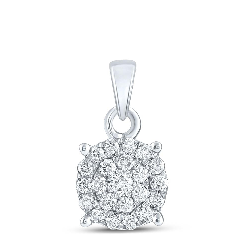 10kt White Gold Womens Round Diamond Cluster Pendant 1/4 Cttw