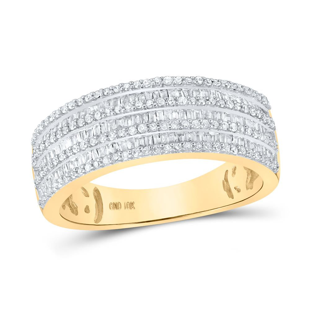 10kt Yellow Gold Mens Baguette Diamond Band Ring 3/4 Cttw