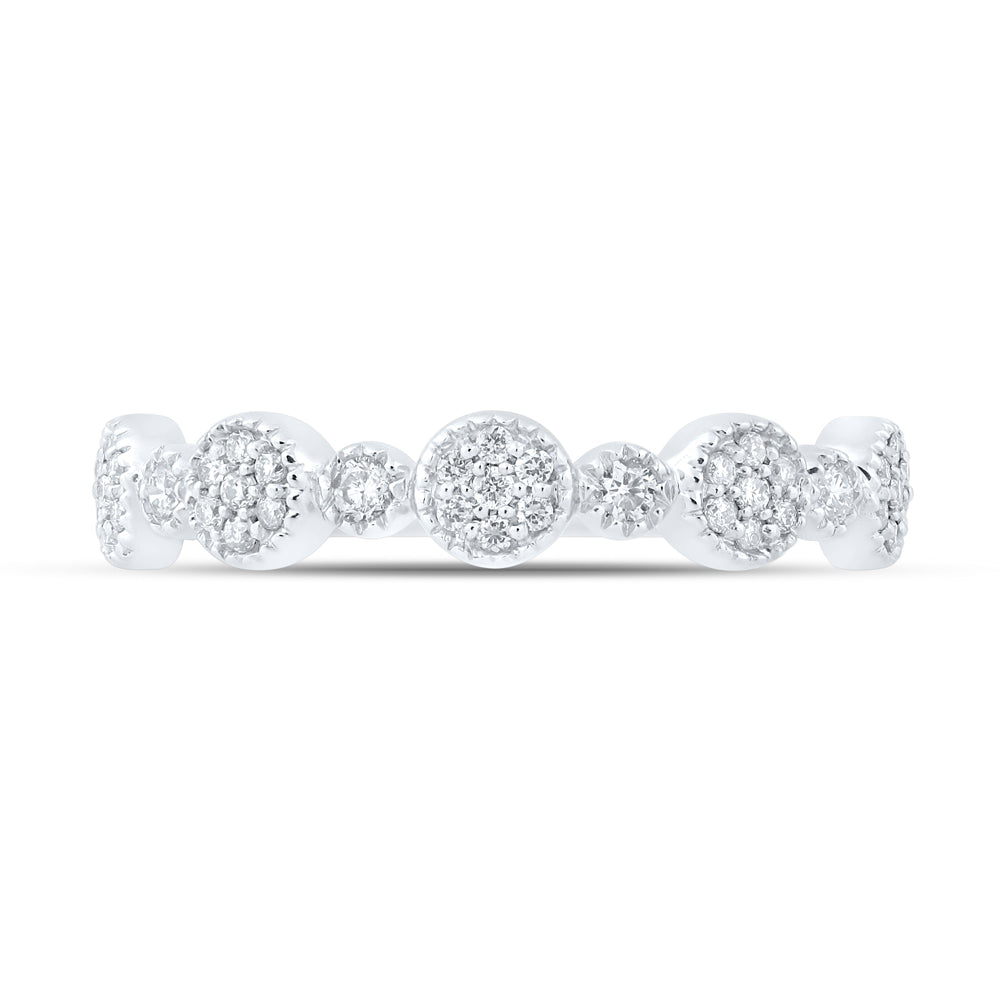 10kt White Gold Womens Round Diamond Stackable Band Ring 1/5 Cttw