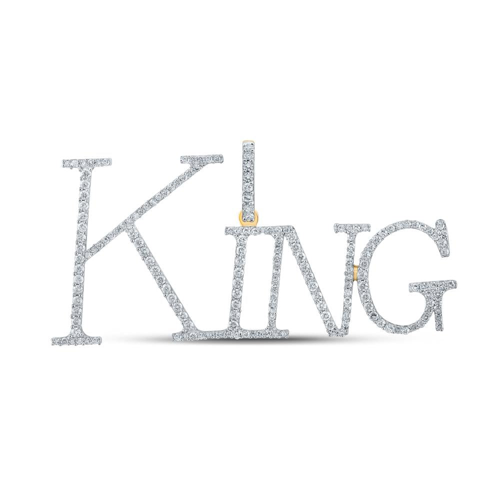 10kt Yellow Gold Mens Round Diamond King Name Charm Pendant 1 Cttw