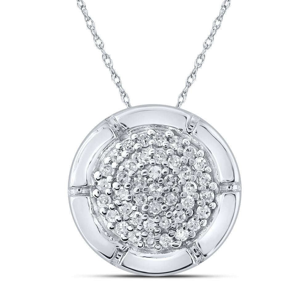 10kt White Gold Womens Round Diamond Cluster Pendant 1/6 Cttw