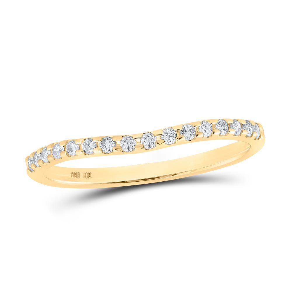 10kt Yellow Gold Womens Round Diamond Curved Band Ring 1/6 Cttw