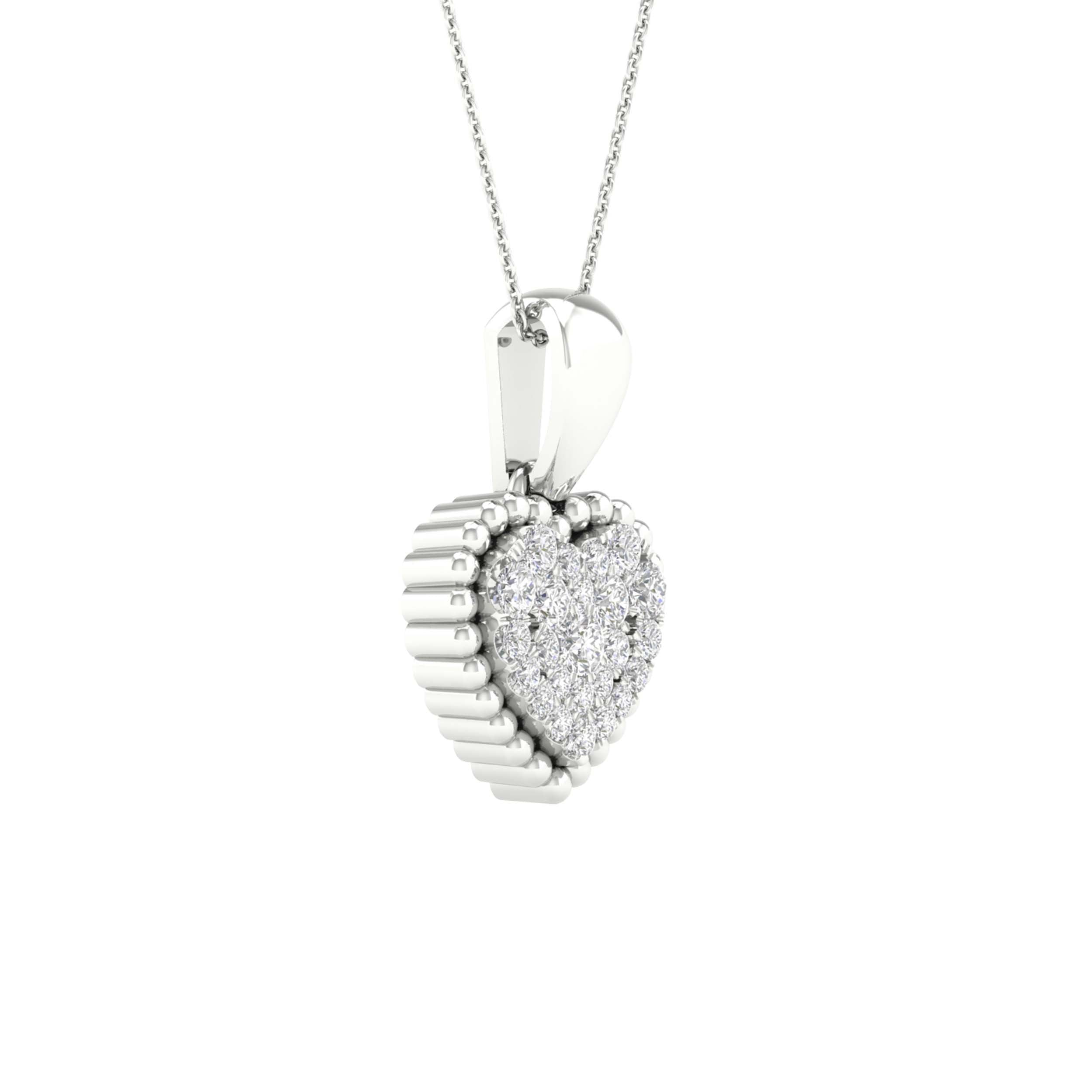 10kt White Gold Womens Round Diamond Heart Pendant 1/8 Cttw