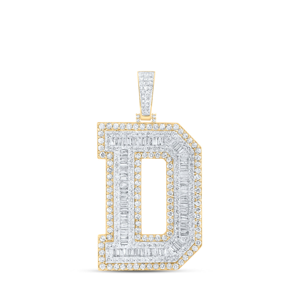 10kt Yellow Gold Mens Baguette Diamond D Initial Letter Charm Pendant 6 Cttw