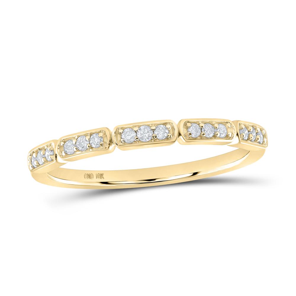 10kt Yellow Gold Womens Round Diamond Stackable Band Ring 1/8 Cttw