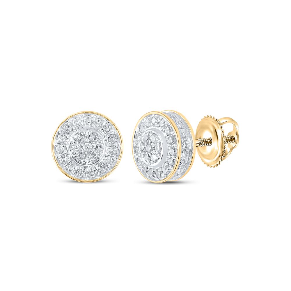 10kt Yellow Gold Womens Round Diamond Cluster Earrings 1/4 Cttw