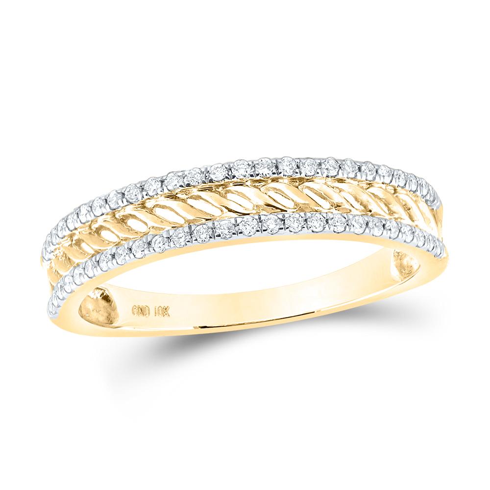 10kt Yellow Gold Womens Round Diamond Band Ring 1/5 Cttw