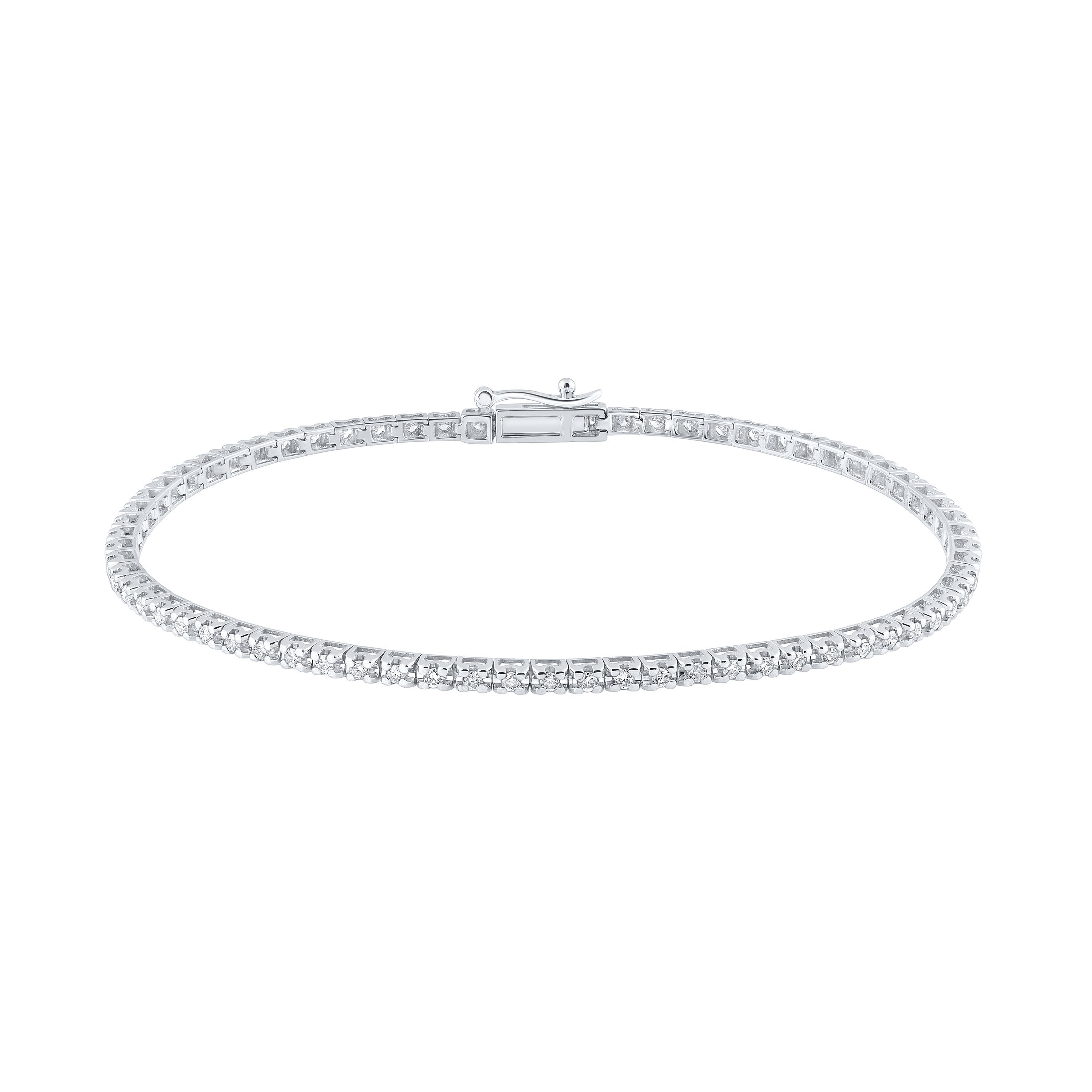 14kt White Gold Womens Round Diamond Tennis Bracelet 3/4 Cttw