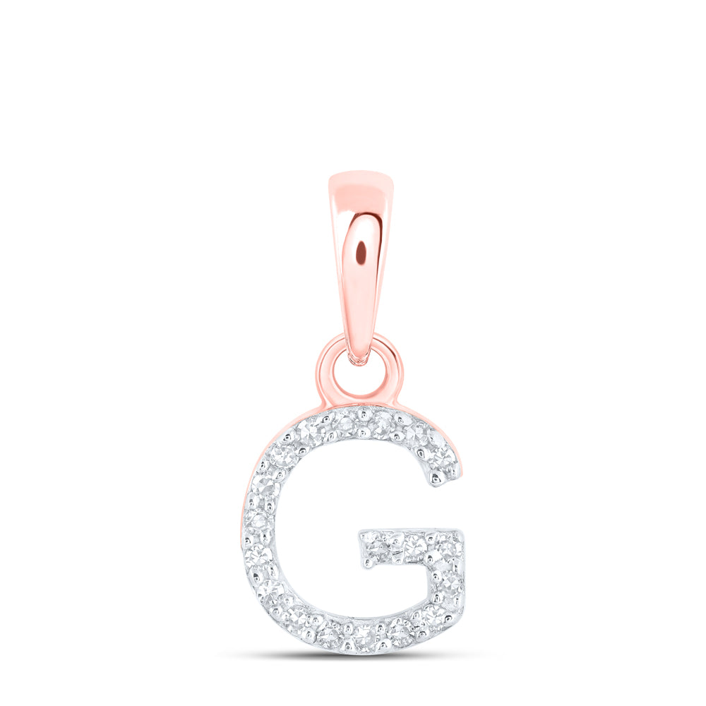 10kt Rose Gold Womens Round Diamond G Initial Letter Pendant 1/20 Cttw