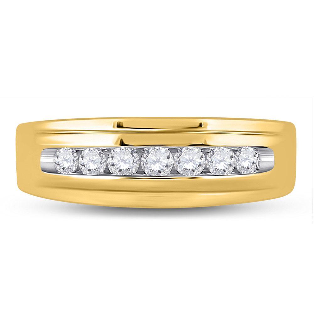 10kt Yellow Gold Mens Round Diamond Wedding Single Row Band Ring 1/2 Cttw